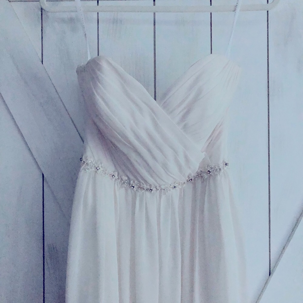 Hayley Paige Occasions Strapless White Wedding or Bridesmaid Gown Size 0